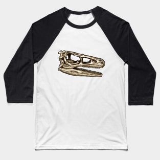 Dinosaur Skull Troodon Sticker Baseball T-Shirt